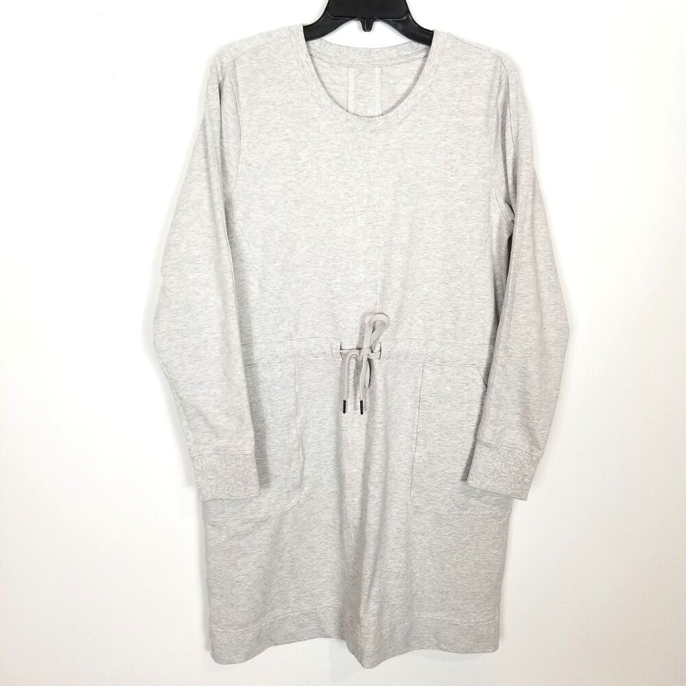 Athleta‎ Women Farallon Heather Dress Sz L Gray Long Sleeve Athletic Casual